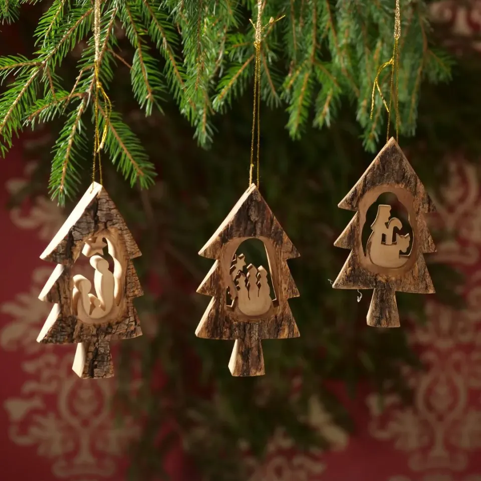 Kassis Krippen-Anhänger Olivenholz Tannenbaum Baumschmuck