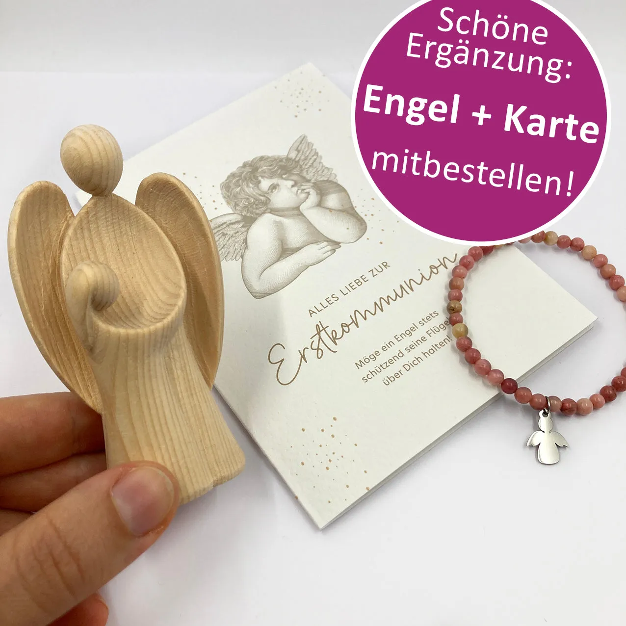 Rosenkränze Scheichelbauer Engel mit Mädchen Holzengel