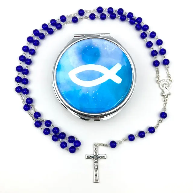 Scheichelbauer Rosenkranz royalblau Glas 45 cm