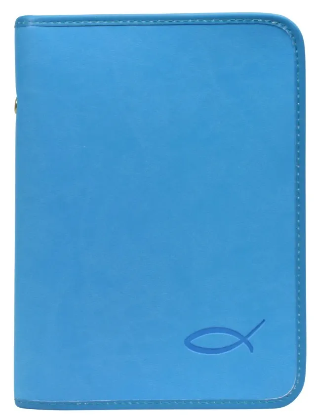 KVN MaMeMi Gotteslobhülle Kunstleder hellblau Fisch geprägt