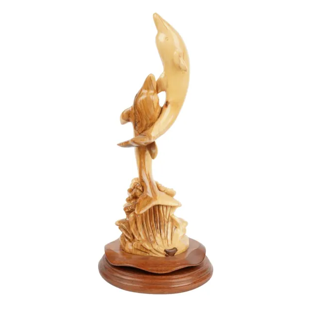 Kassis Zwei Delfine Skulptur Olivenholz 32 cm Bethlehem