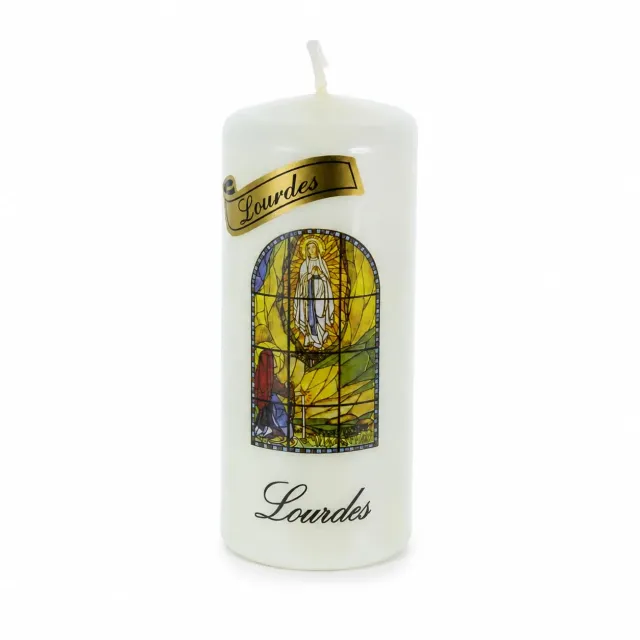 Palais du Rosaire Lourdes Kerze 10 cm Pflanzenwachs