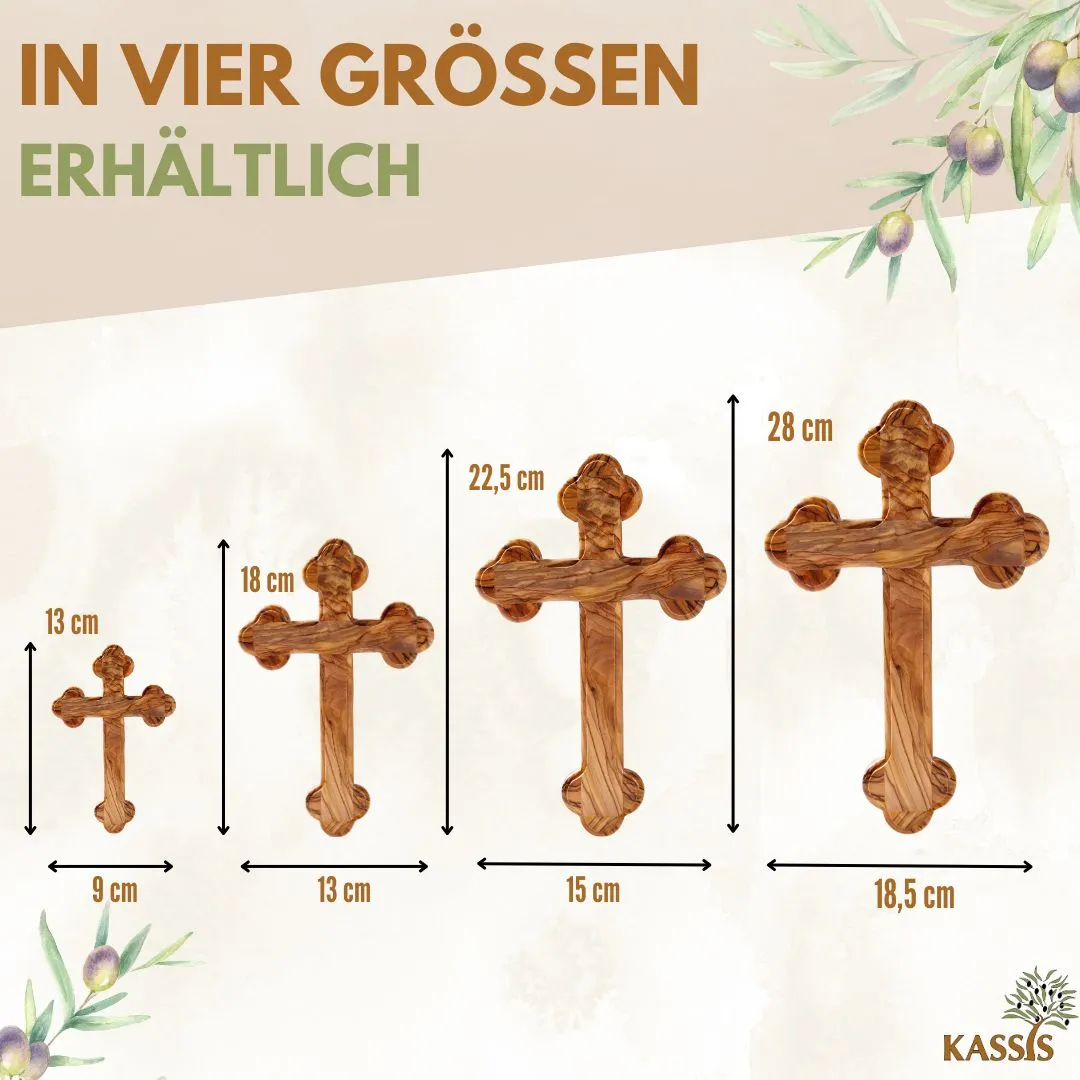 Kassis Kreuz Runde Kanten Olivenholz Wandkreuz Taufe