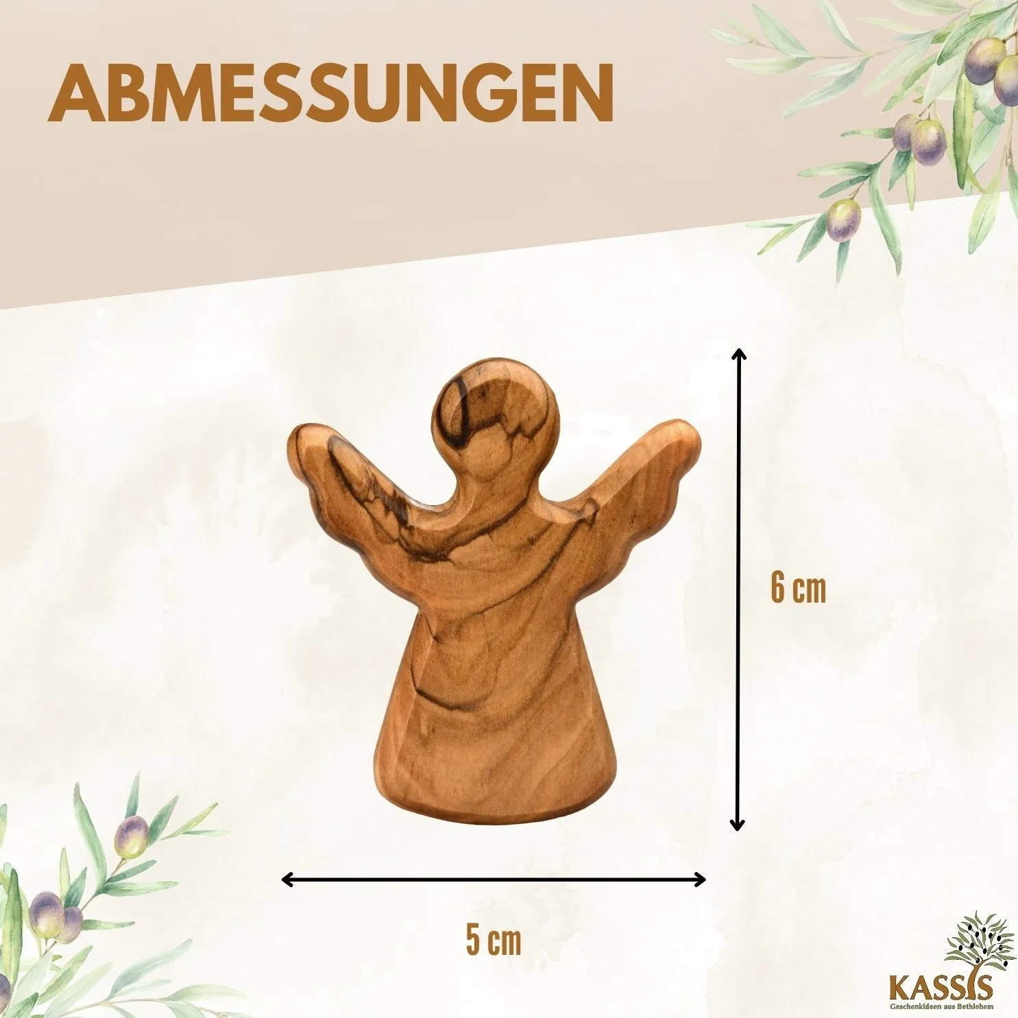 Kassis Schutzengel Handschmeichler Olivenholz 6 cm Zweite Wahl