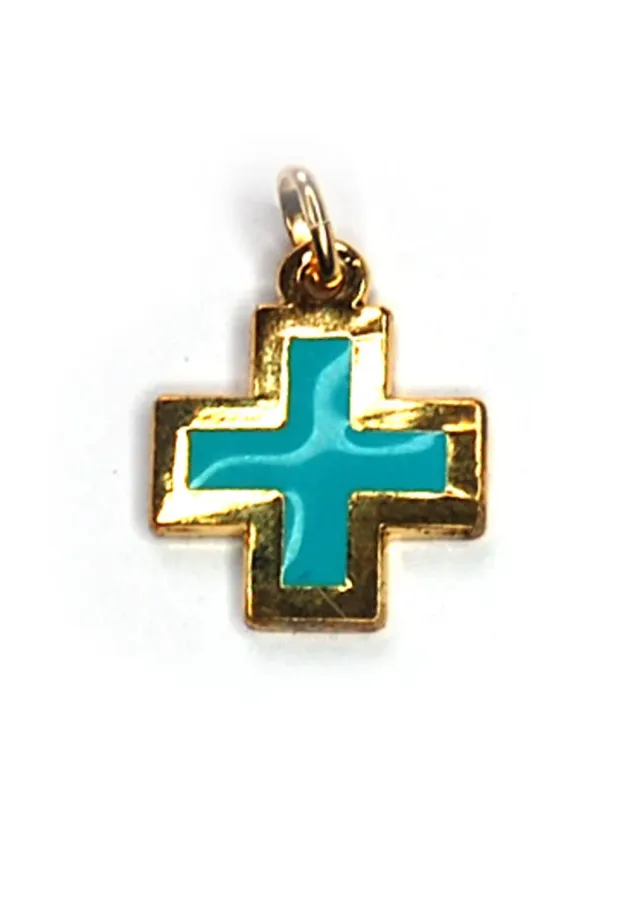 KVN Kreuzchen Kreuzanhänger goldfarben blau 1,5 x 1,5 cm