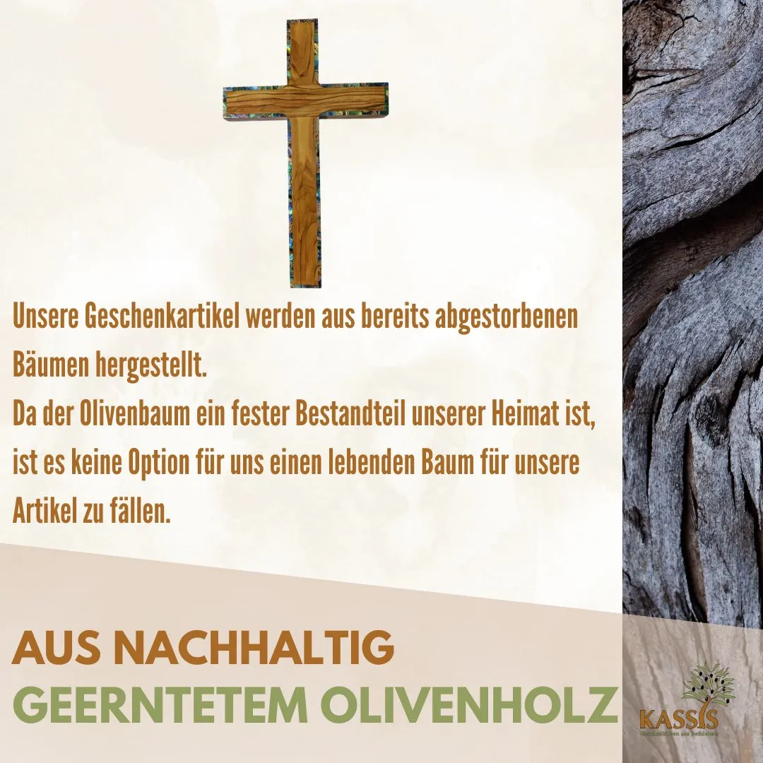 Kassis Geschenkartikel Kreuz mit Perlmutt-Rand Wandkreuz 25x15 cm