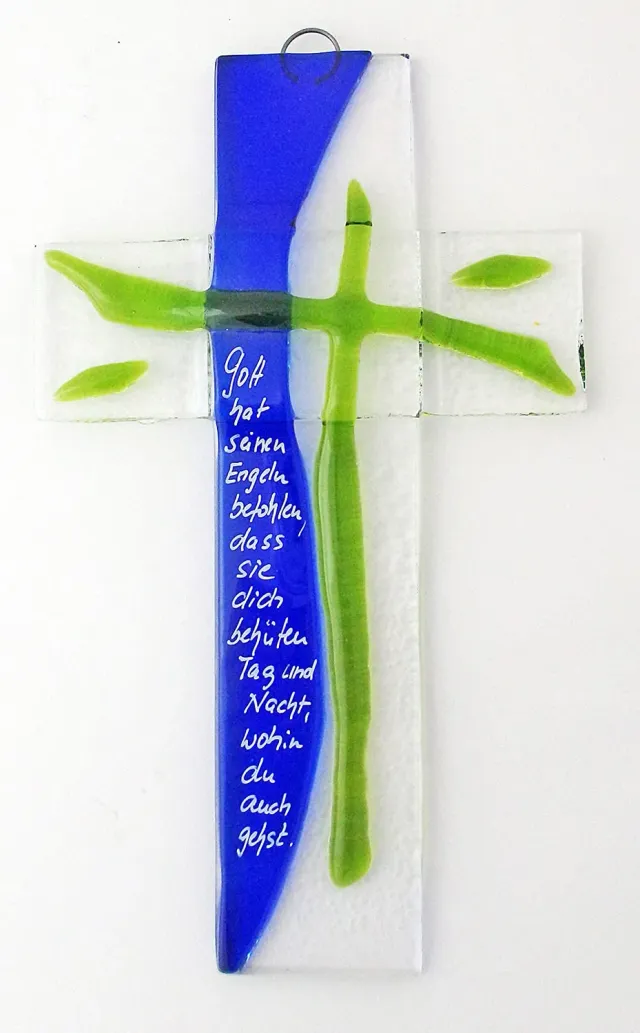 KVN Glaskreuz 20 x 12 cm mit Text handgefertigt