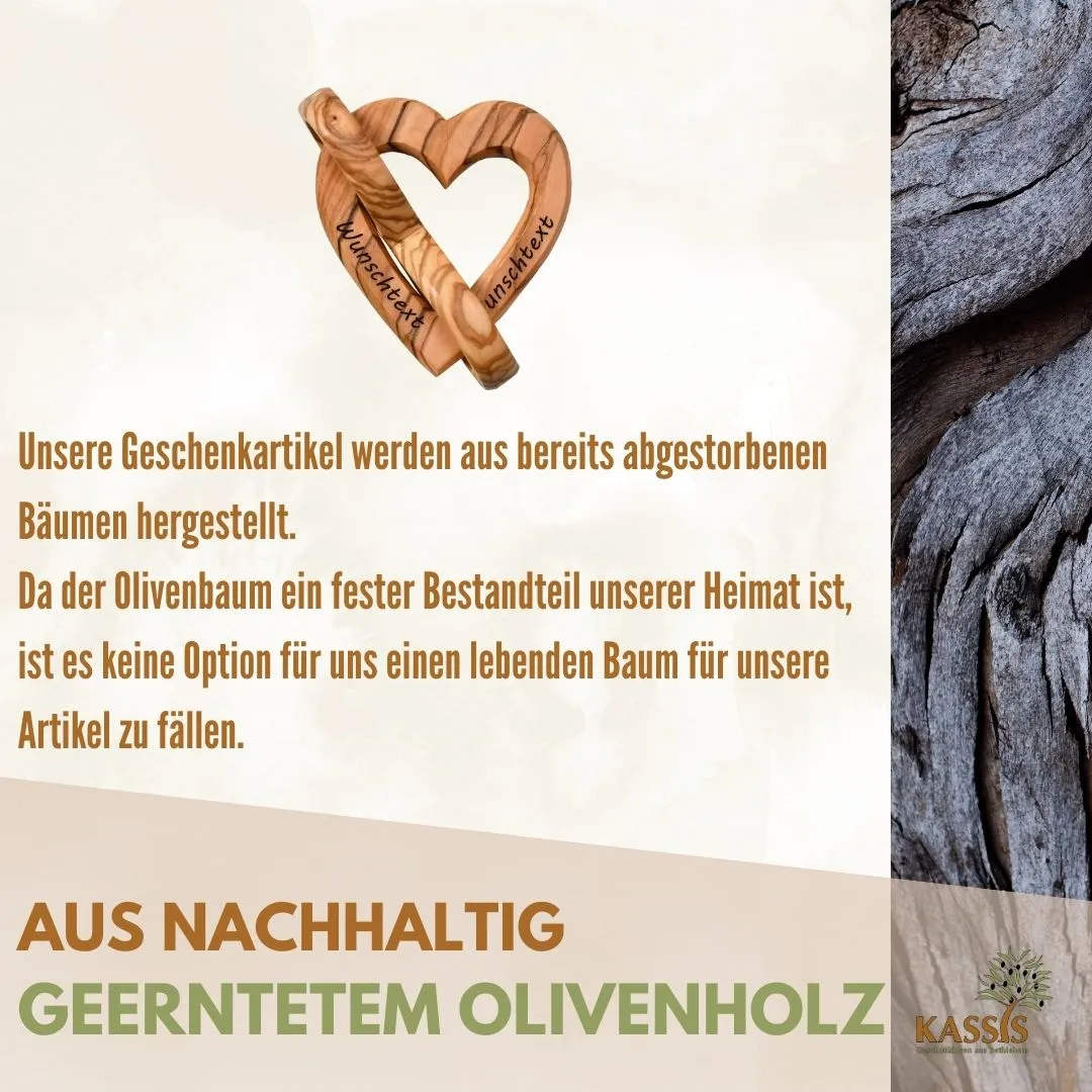 Kassis Geschenkartikel Herz Unendlichkeit 7,5 cm Olivenholz Deko