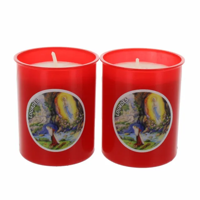 Palais du Rosaire Notre Dame Lourdes Votivkerzen rot 6,5cm 2St