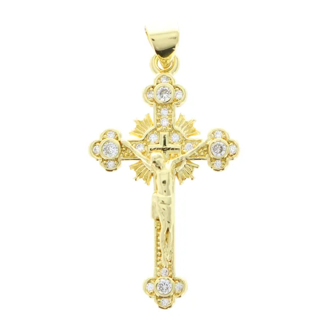 Palais du Rosaire Kreuz Anhänger Christus gold 3,3 cm Strass