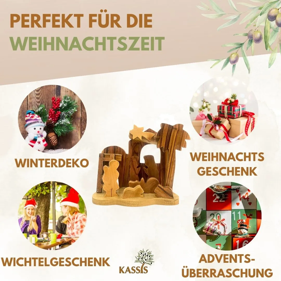 Kassis Krippe Olivenholz Weihnachtsdeko