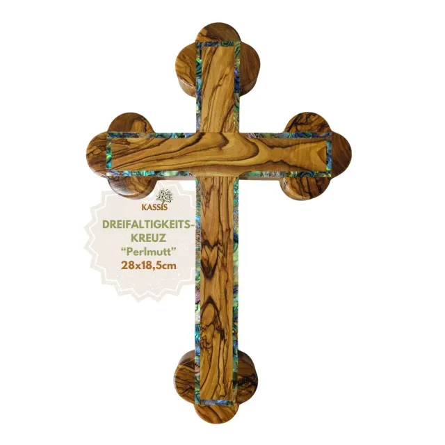 Kassis Geschenkartikel Kreuz Olivenholz Perlmutt Taufe
