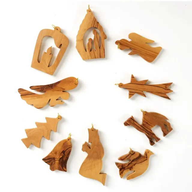 Kassis Weihnachtsdeko Anhänger Olivenholz 10er Set