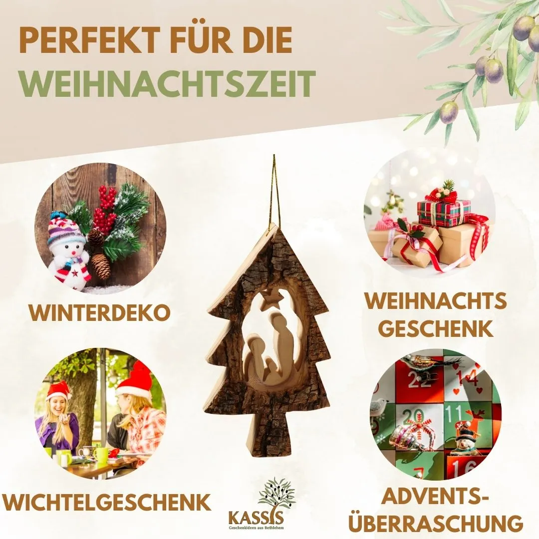 Kassis Krippen-Anhänger Olivenholz Tannenbaum Baumschmuck