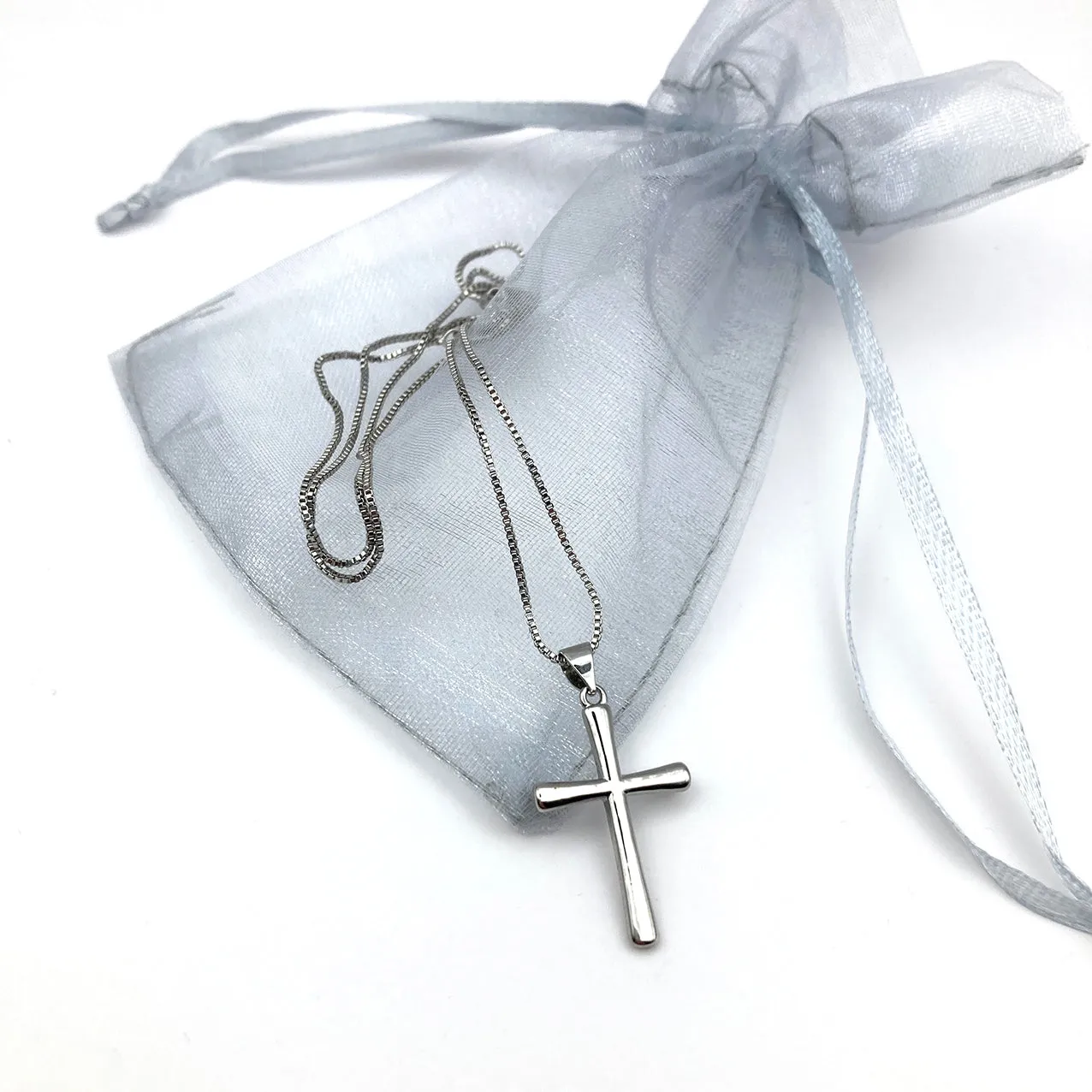 Rosenkranz-Shop Kreuz Halskette 925 Silber 45 cm Firmung