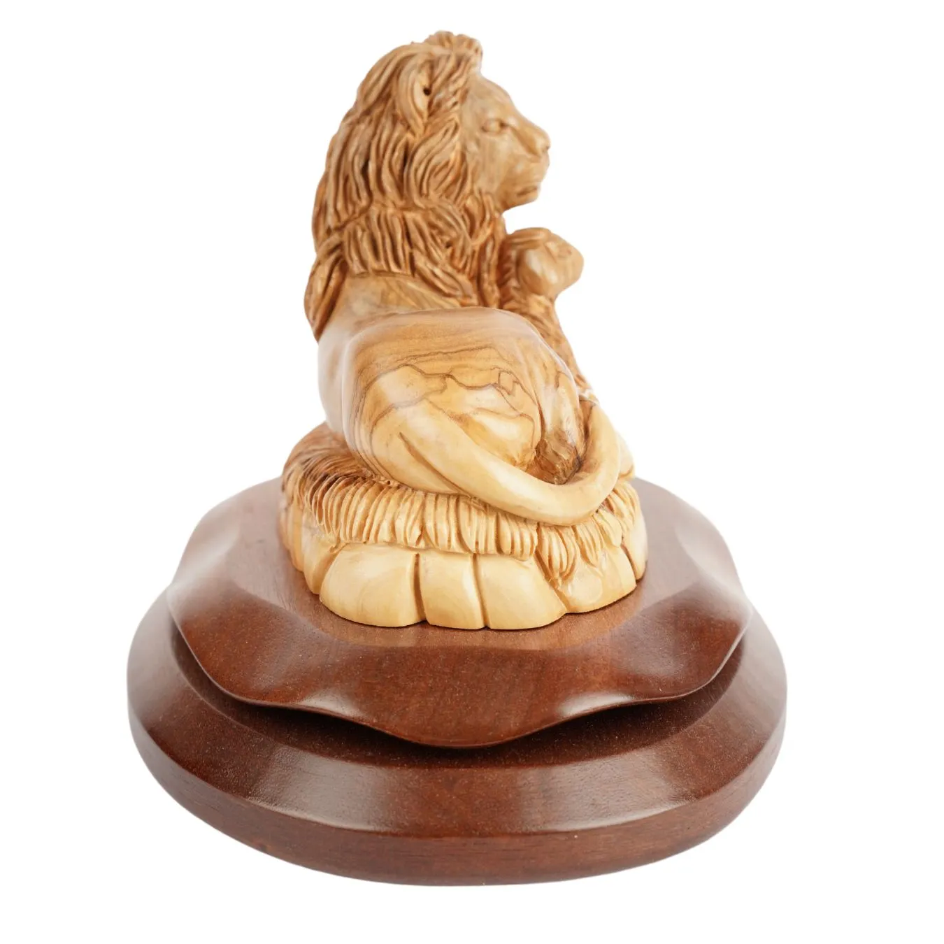 Kassis Geschenkartikel Löwe und Lamm Skulptur Olivenholz 20 cm