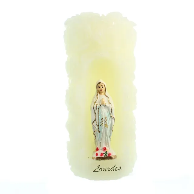 Palais du Rosaire Kerze Notre Dame de Lourdes Relief 5x15 cm