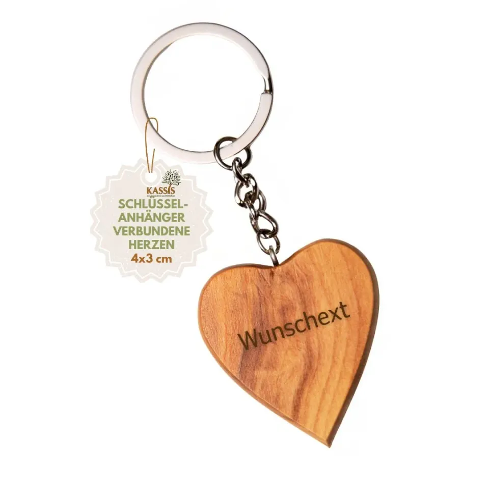 Kassis Geschenkartikel Herz Schlüsselanhänger Olivenholz