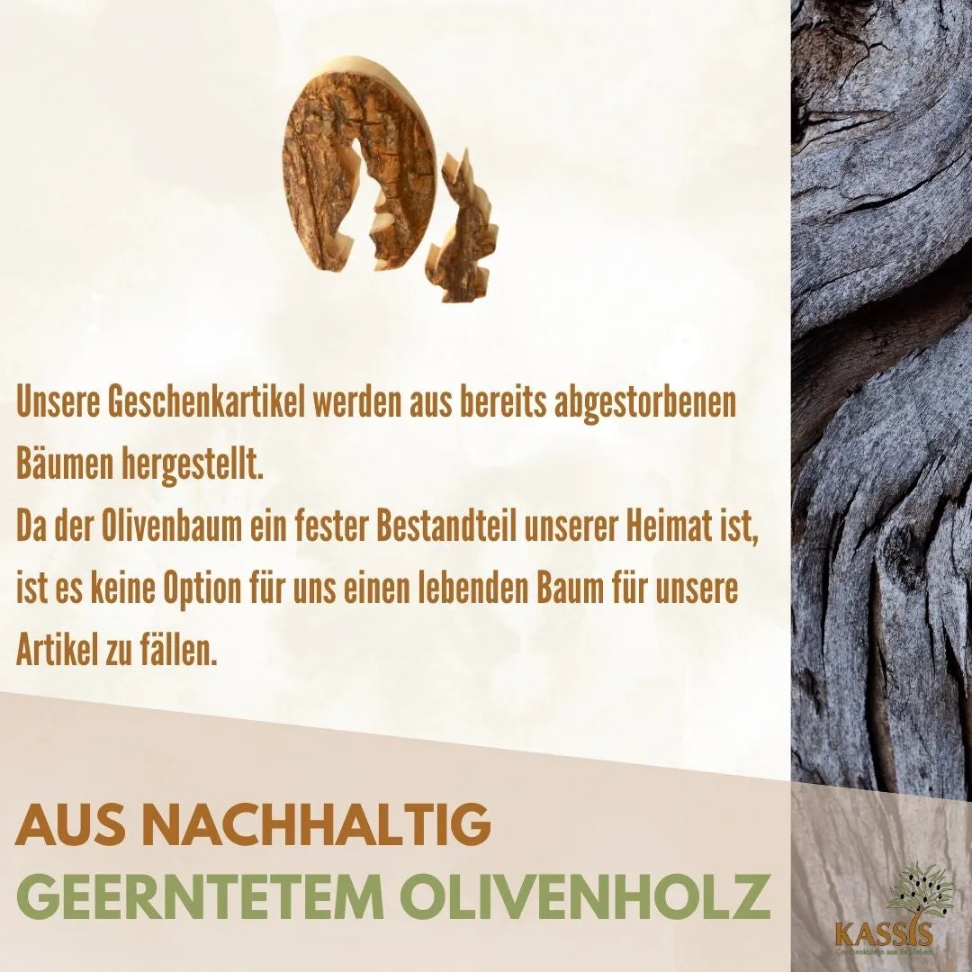 Kassis Osterhase im Ei Osterdeko Olivenholz mit Rinde