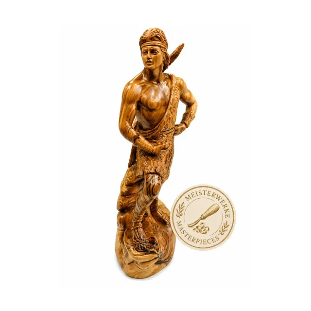 Kassis Captain Moroni Warrior Statue Olivenholz handgeschnitzt