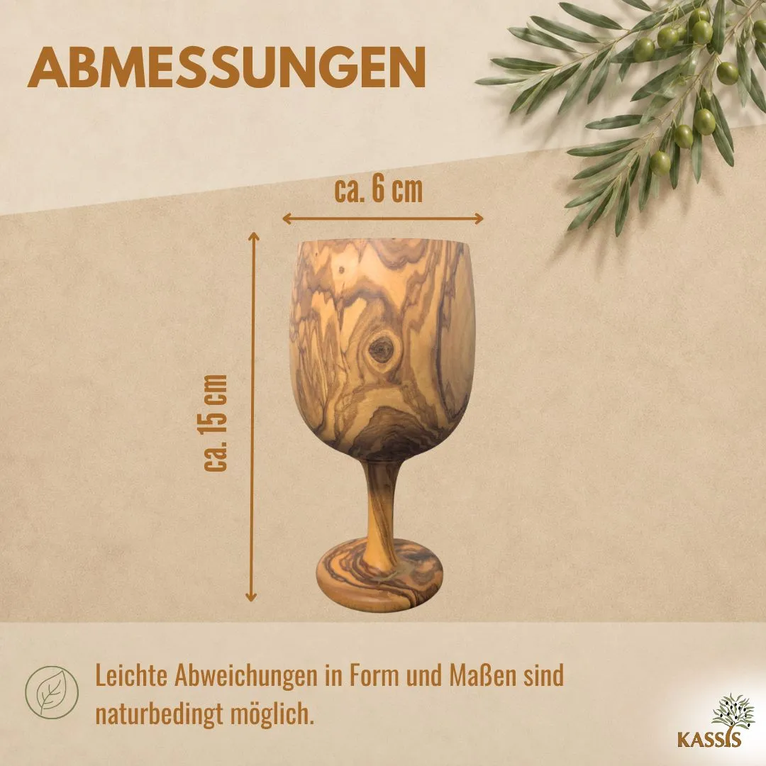 Kassis Weinglas Olivenholz Weinkelch Handgefertigt
