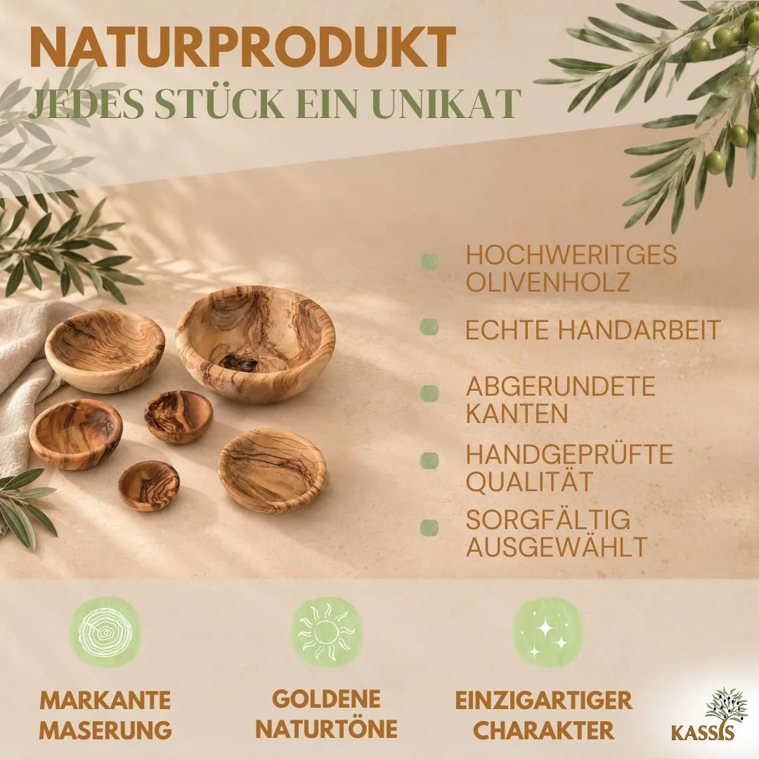 Kassis Geschenkartikel Schalenset Holzschalen Olivenholz stapelbar