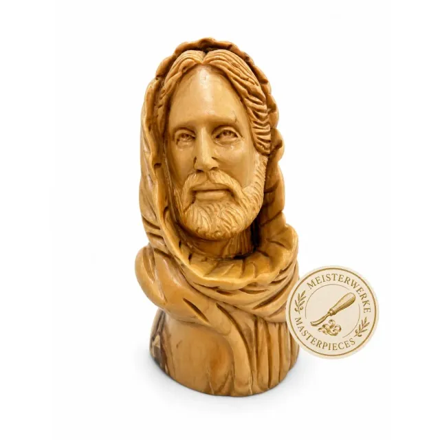 Kassis Geschenkartikel Jesus Büste Olivenholz Kapuze