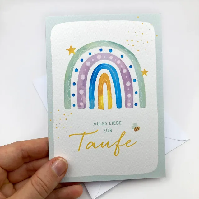 Rosenkranz-Shop Regenbogen Glückwunschkarte Taufe