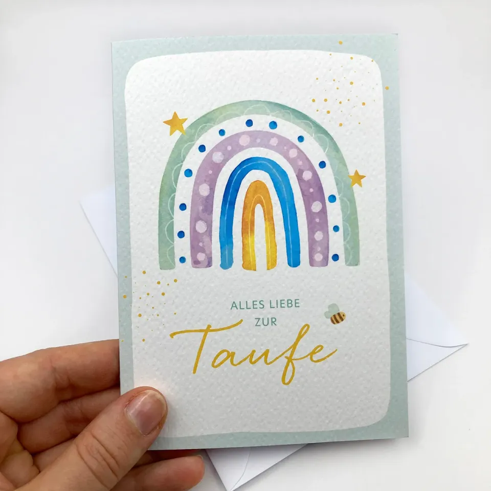 Rosenkranz-Shop Regenbogen Glückwunschkarte Taufe