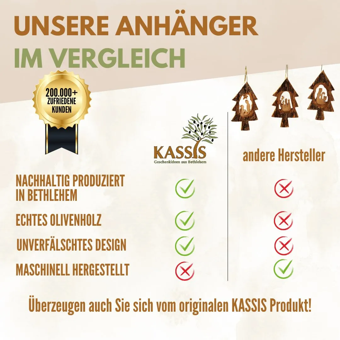 Kassis Krippen-Anhänger Olivenholz Tannenbaum Baumschmuck
