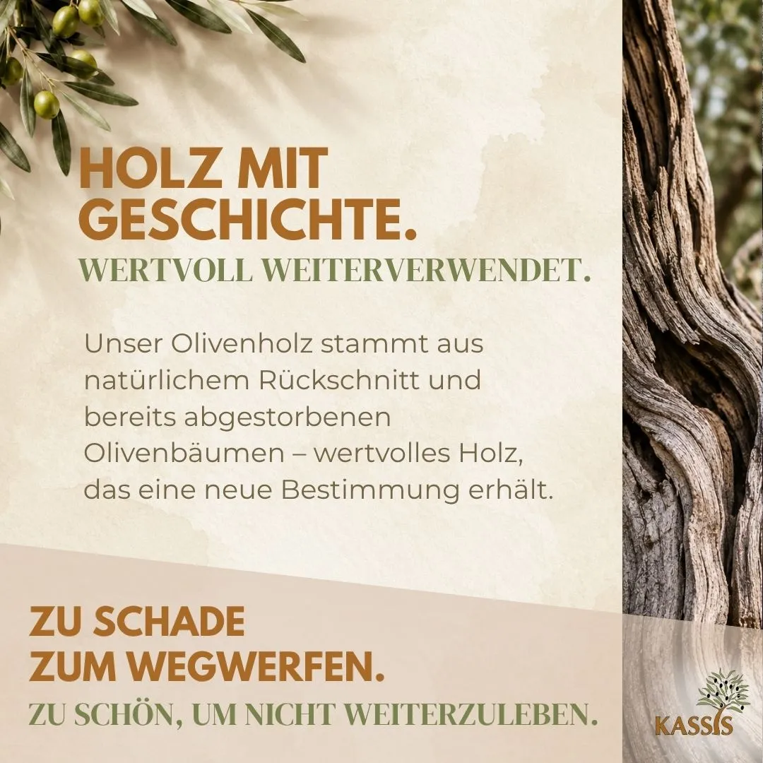 Kassis Geschenkartikel Servierbrett Frühstücksbrett Olivenholz