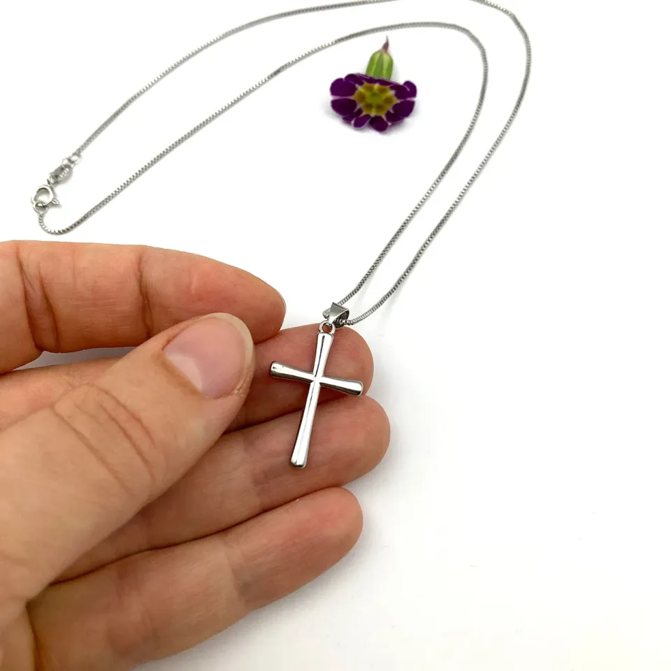 Rosenkranz-Shop Kreuz Halskette 925 Silber 45 cm Firmung
