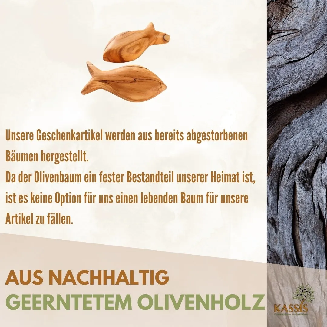 Kassis Geschenkartikel Fisch Handschmeichler Olivenholz 8cm
