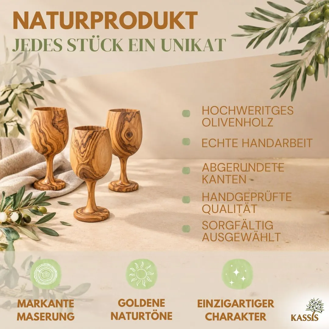 Kassis Weinglas Olivenholz Weinkelch Handgefertigt