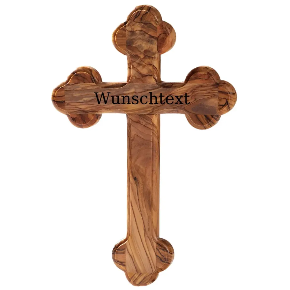 Kassis Geschenkartikel Kreuz mit runden Kanten Wandkreuz Olivenholz Gravur