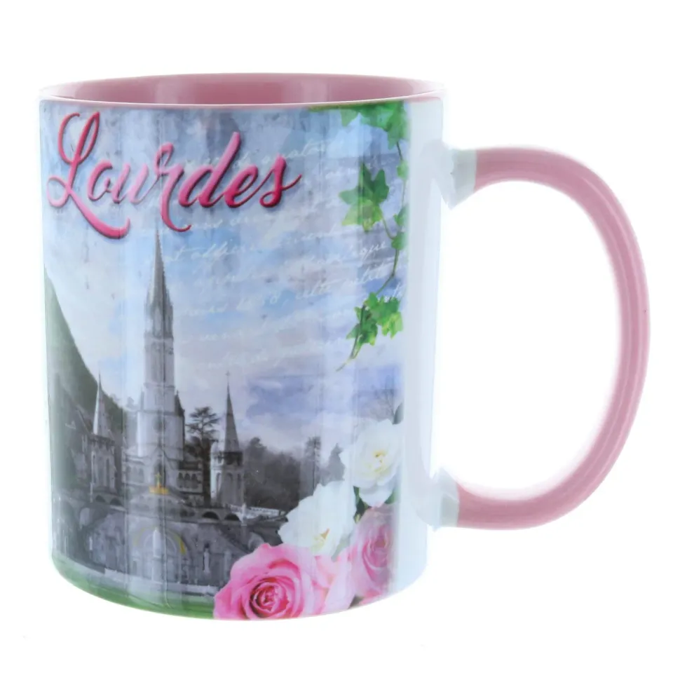 Palais du Rosaire Tasse Lourdes Keramik innen bunt Heiligtum