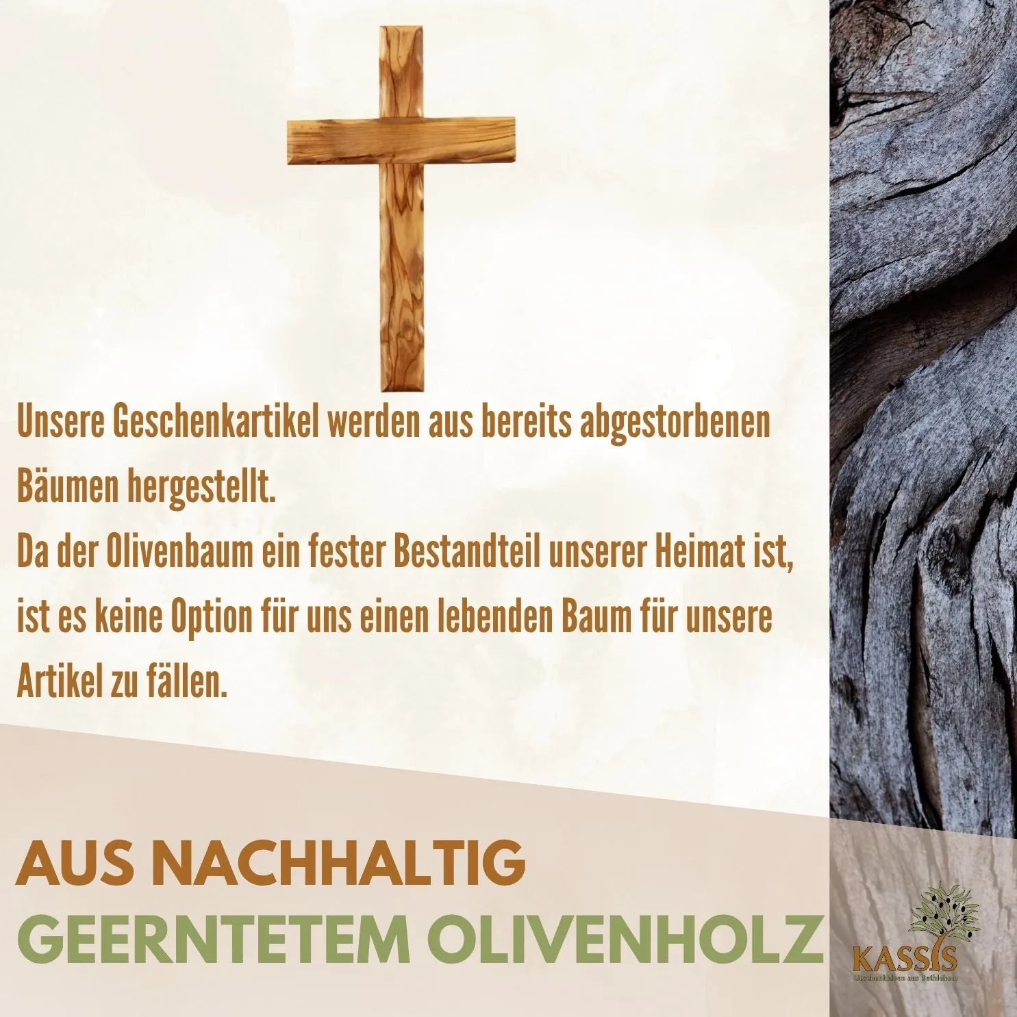 Kassis Kreuz Gewellt Olivenholz Wandkreuz Geburt