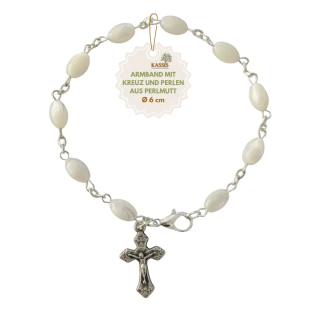 Kassis Geschenkartikel Armband Perlmutt Kreuz Unisex