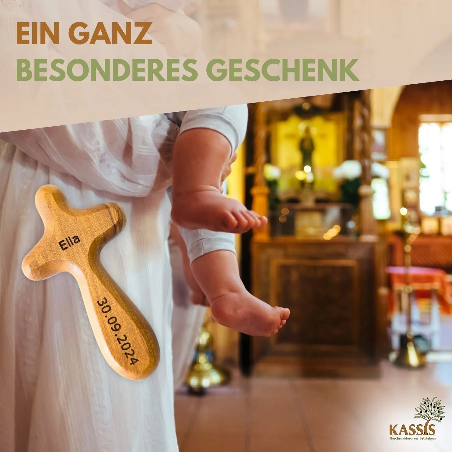 Kassis Kreuz Handschmeichler Olivenholz Handkreuz