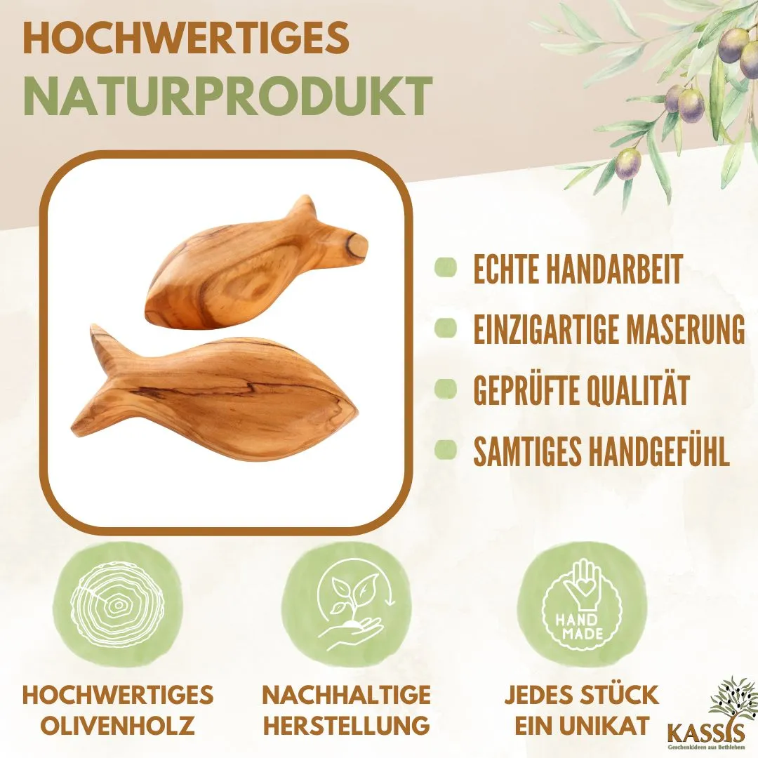 Kassis Geschenkartikel Fisch Handschmeichler Olivenholz 8cm
