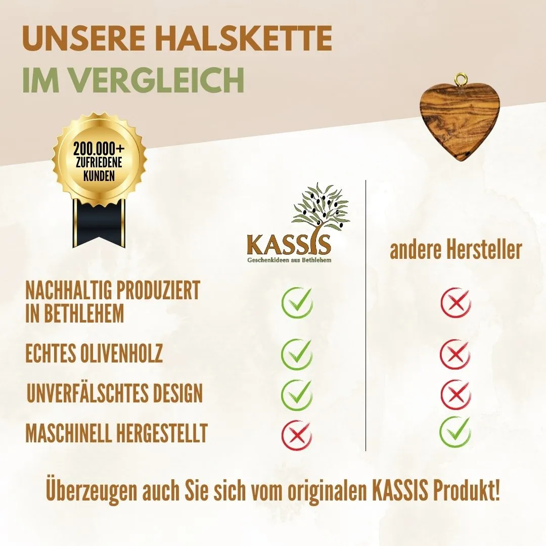 Kassis Geschenkartikel Herz Kettenanhänger Olivenholz