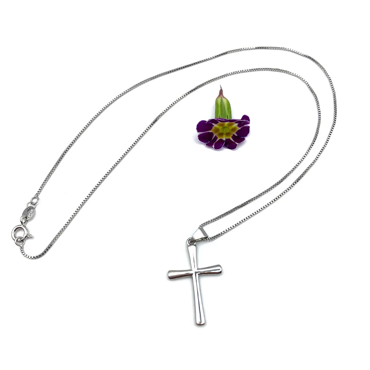 Rosenkranz-Shop Kreuz Halskette 925 Silber 45 cm Firmung