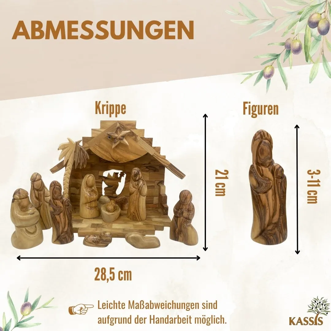 Kassis Weihnachtskrippe Olivenholz Set Figuren ohne Gesicht