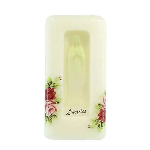 Palais du Rosaire Notre Dame de Lourdes Kerze 7x7x15 cm Pflanzenwachs