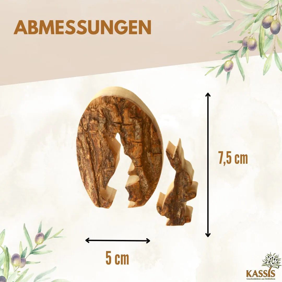 Kassis Osterhase im Ei Osterdeko Olivenholz mit Rinde
