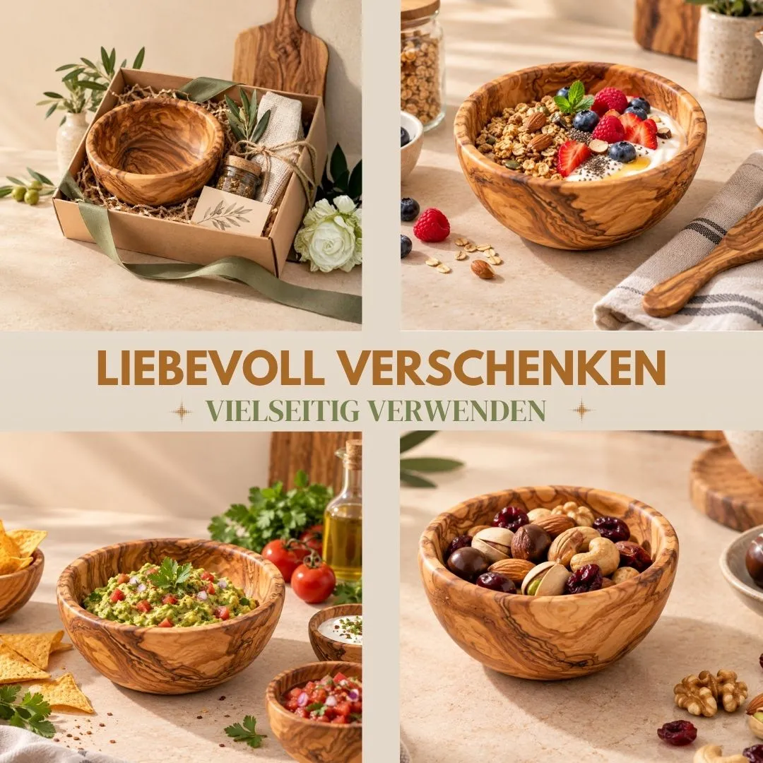 Kassis Olivenholz Schale 12 cm Servieren Deko