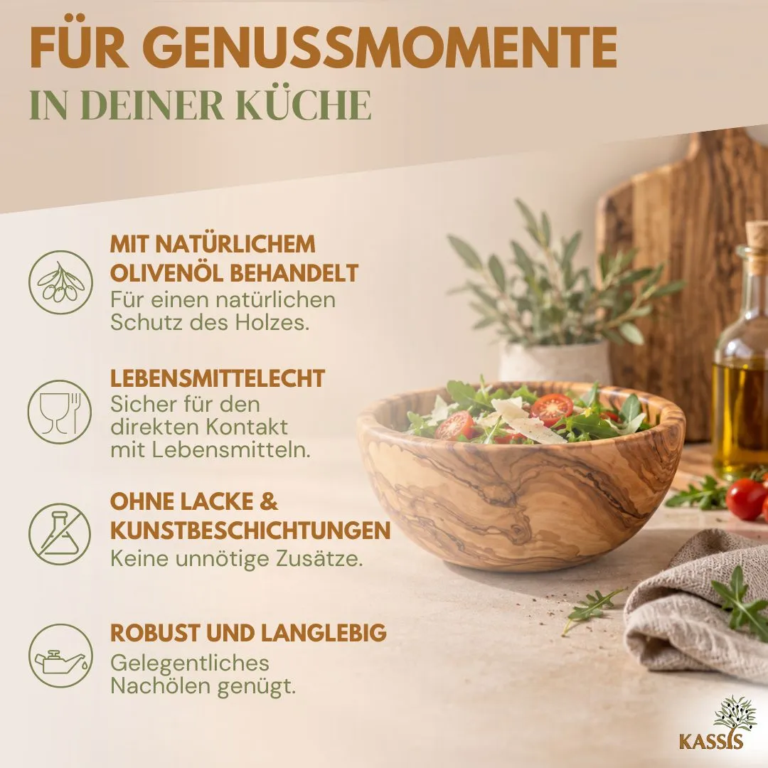 Kassis Olivenholz Schale 12 cm Servieren Deko