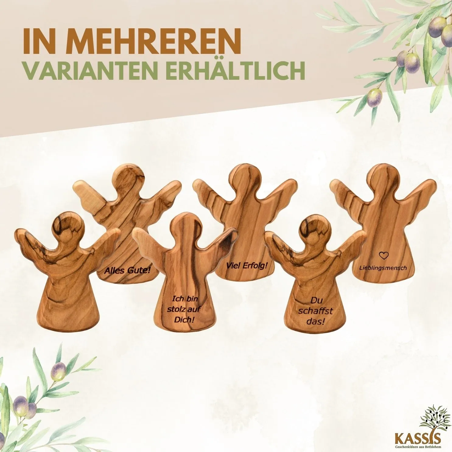 Kassis Schutzengel Handschmeichler Olivenholz 6 cm Zweite Wahl