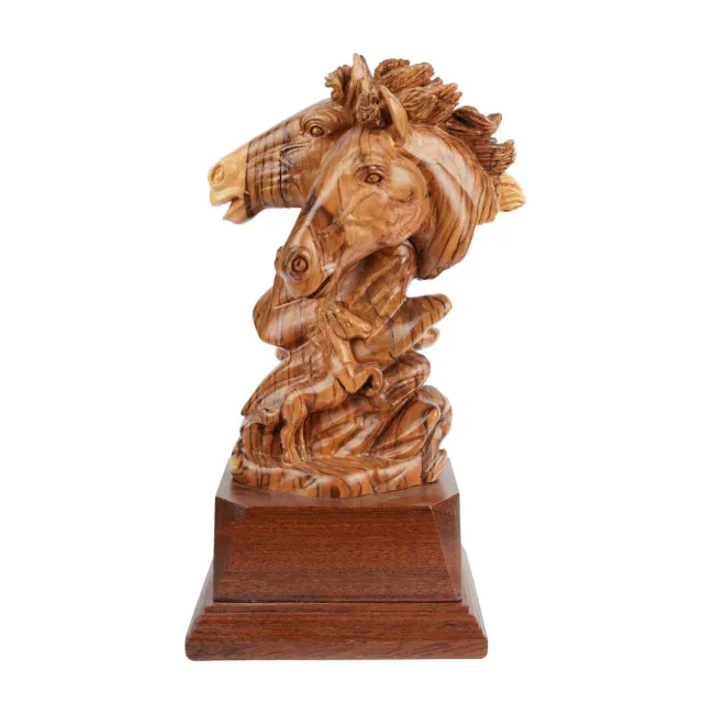 Kassis Geschenkartikel Pferde-Duo Skulptur Olivenholz 26 cm handgeschnitzt
