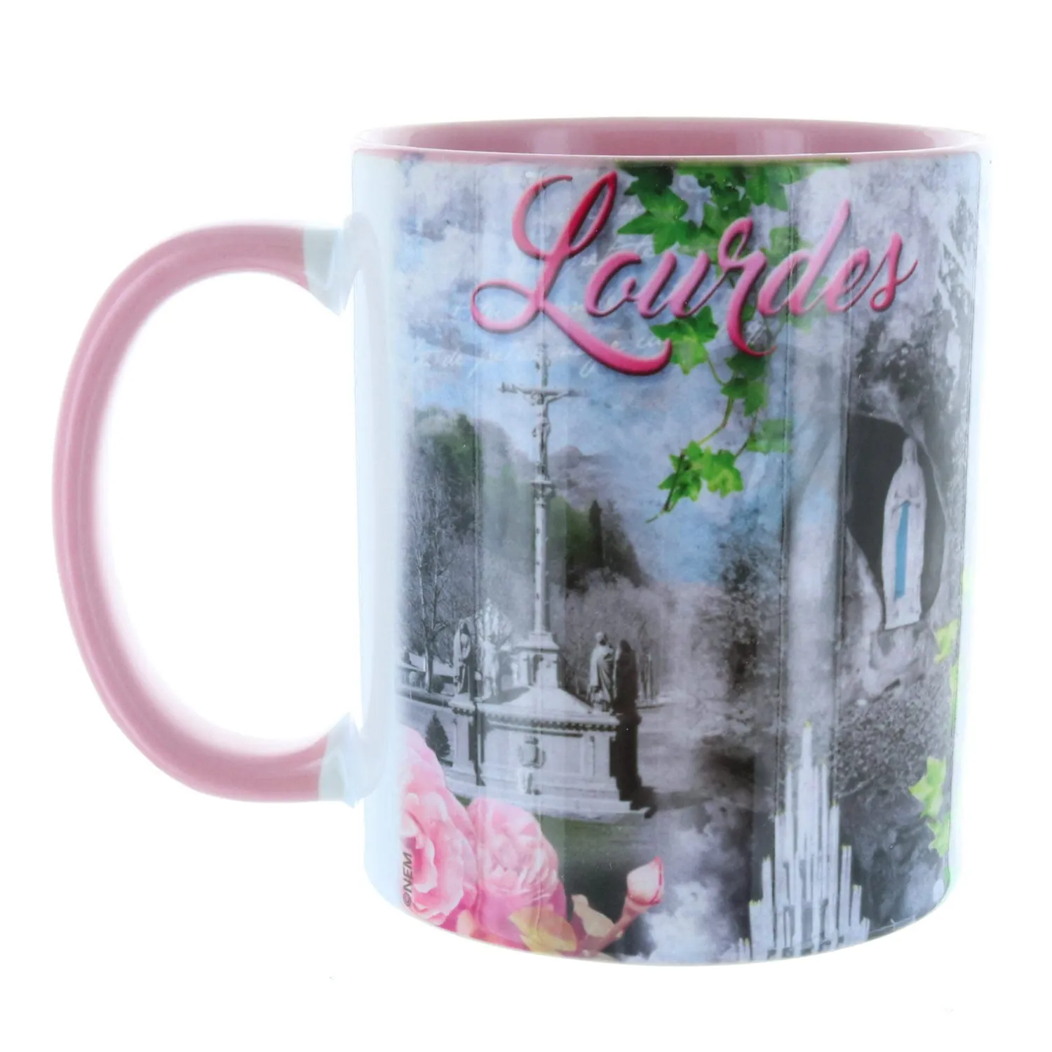 Palais du Rosaire Tasse Lourdes Keramik innen bunt Heiligtum